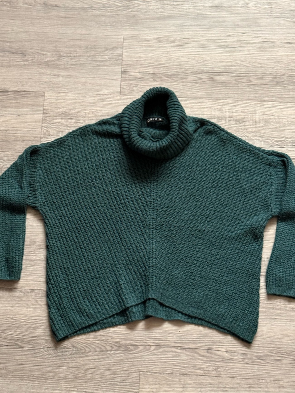 Boxy Knit Turtleneck Sweater in Deep Teal